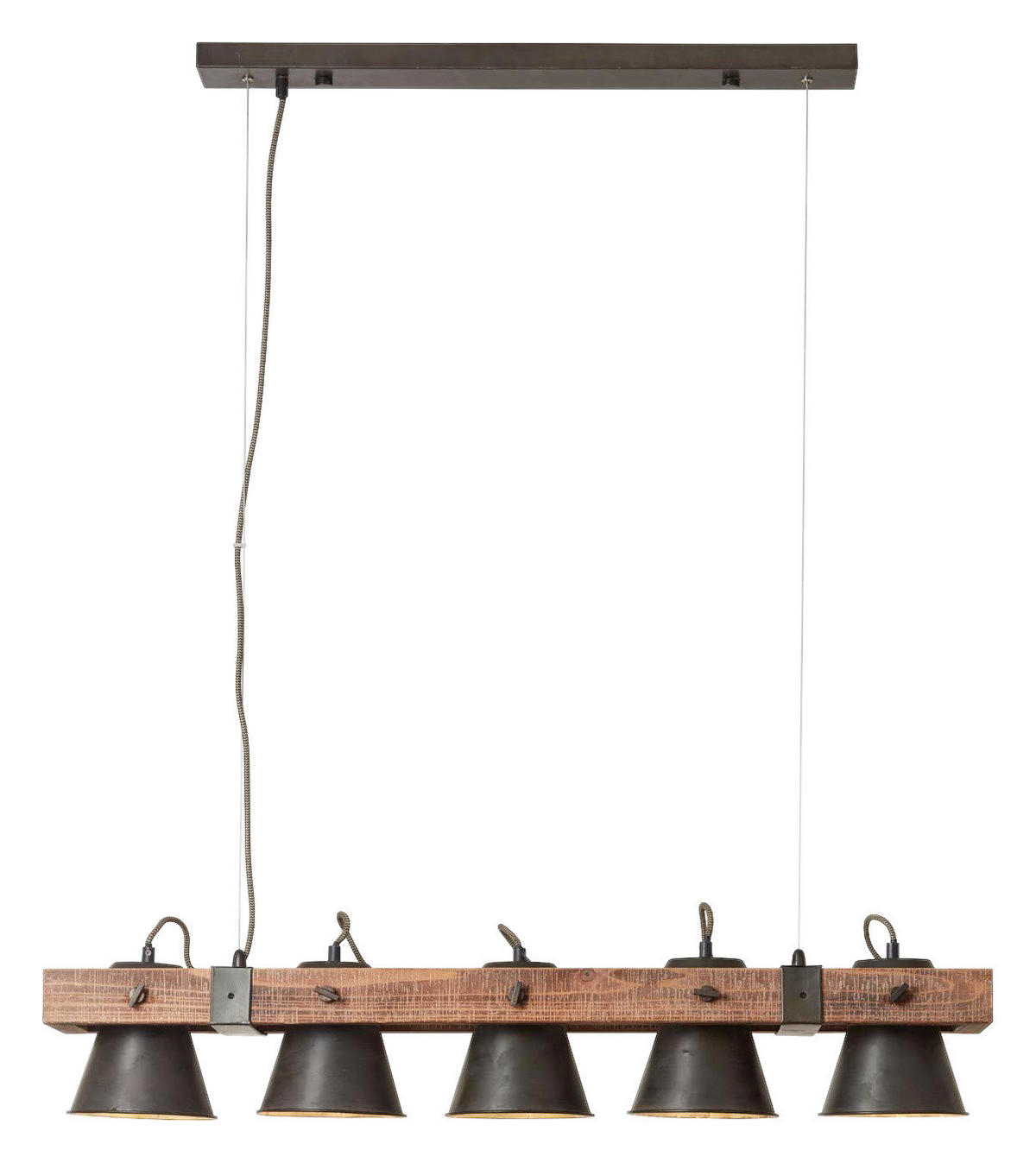 HÄNGELEUCHTE 95/20/115 cm    - Schwarz, Natur, Holz/Metall (95/20/115cm) - Brilliant