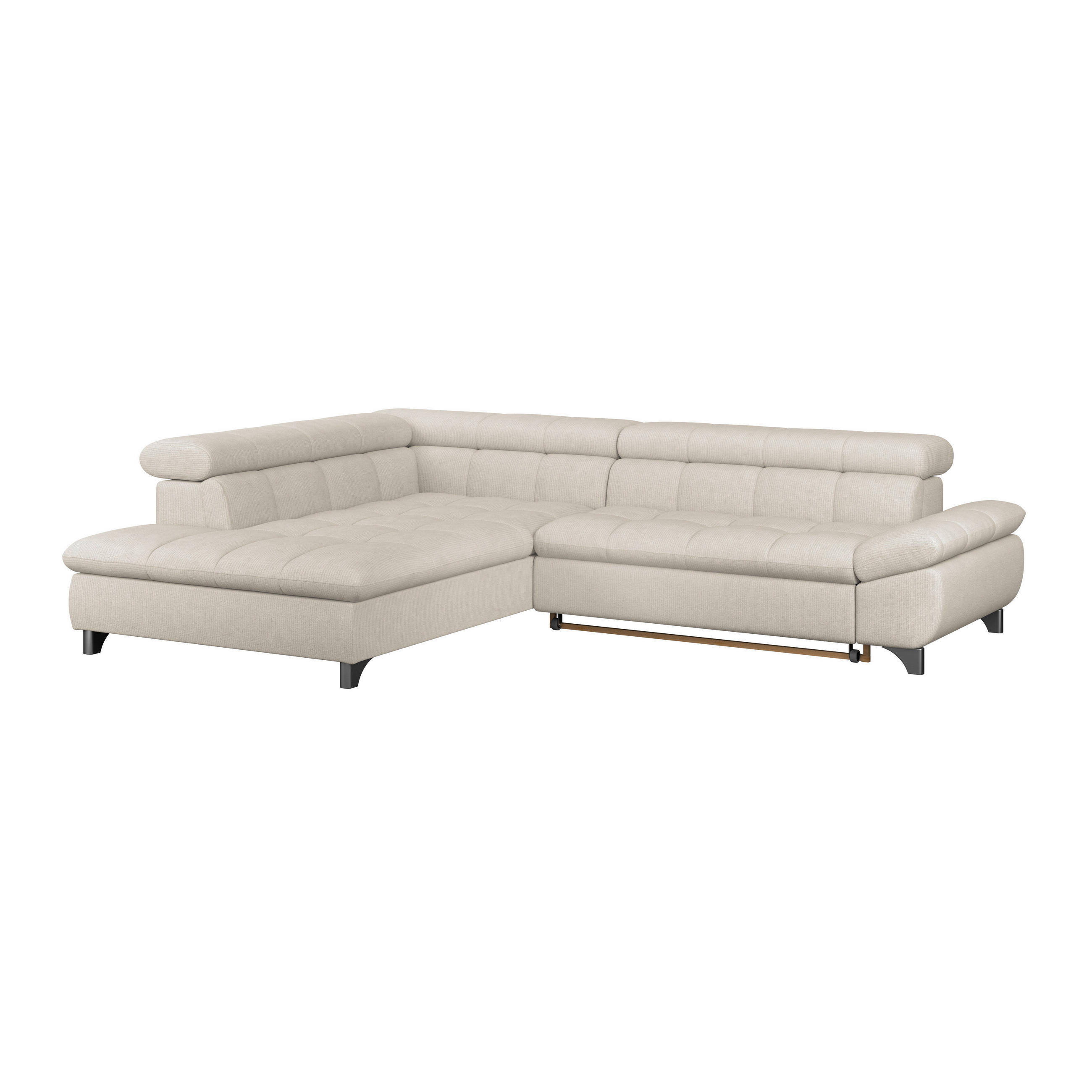 ECKSOFA Beige Chenille  - Chromfarben/Beige, KONVENTIONELL, Textil/Metall (234/312cm) - Livetastic