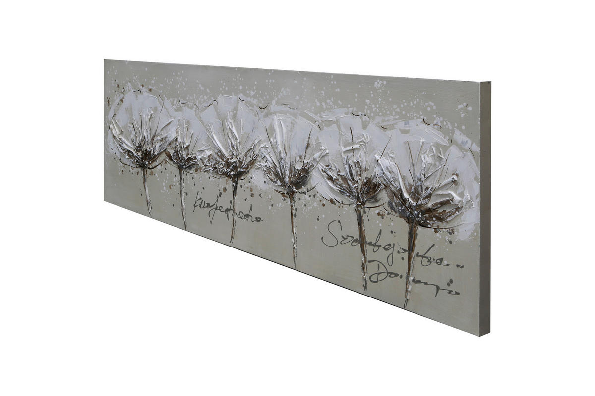 ÖLGEMÄLDE Blumen 150/50 cm  - Weiß, LIFESTYLE, Holz/Textil (150/50cm) - Monee