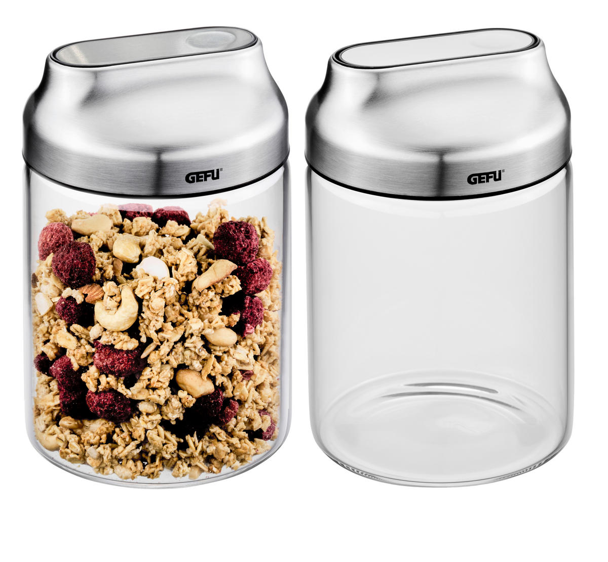 VORRATSDOSENSET  - Transparent/Silberfarben, Design, Glas/Kunststoff (24,2/12,3/17,5cm) - Gefu