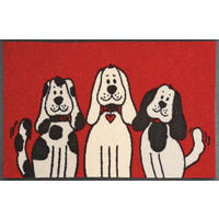 FUßMATTE 50/75 cm Three Dogs  - Rot/Schwarz, KONVENTIONELL, Kunststoff/Textil (50/75cm) - wash+dry