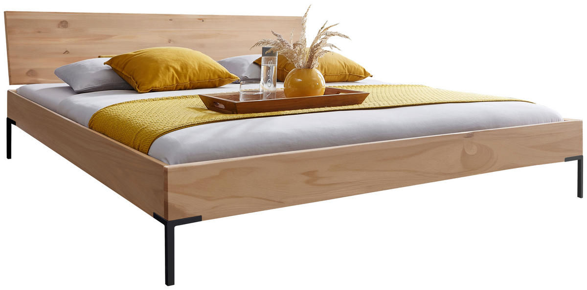 BETT 180/200 cm  in Fichtefarben  - Fichtefarben/Schwarz, MODERN, Holz/Metall (180/200cm) - Livetastic
