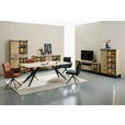 VITRINE  in Hartholz Mangoholz Schwarz, Graubraun  - Graubraun/Schwarz, LIFESTYLE, Glas/Holz (90/180/42cm) - Landscape
