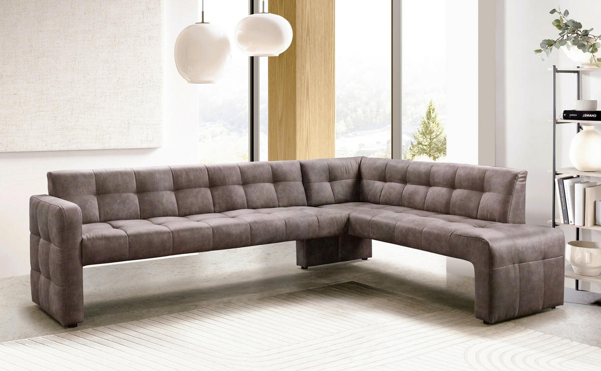 KLUPA KUTNA  smeđa  drvo, tekstil, drvni materijal      - smeđa/crna, Moderno, drvni materijal/drvo (265/197cm) - Livetastic