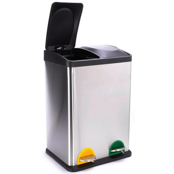TRETEIMER 40 l Metall - Silberfarben/Schwarz, Basics, Kunststoff/Metall (40/34/60cm)