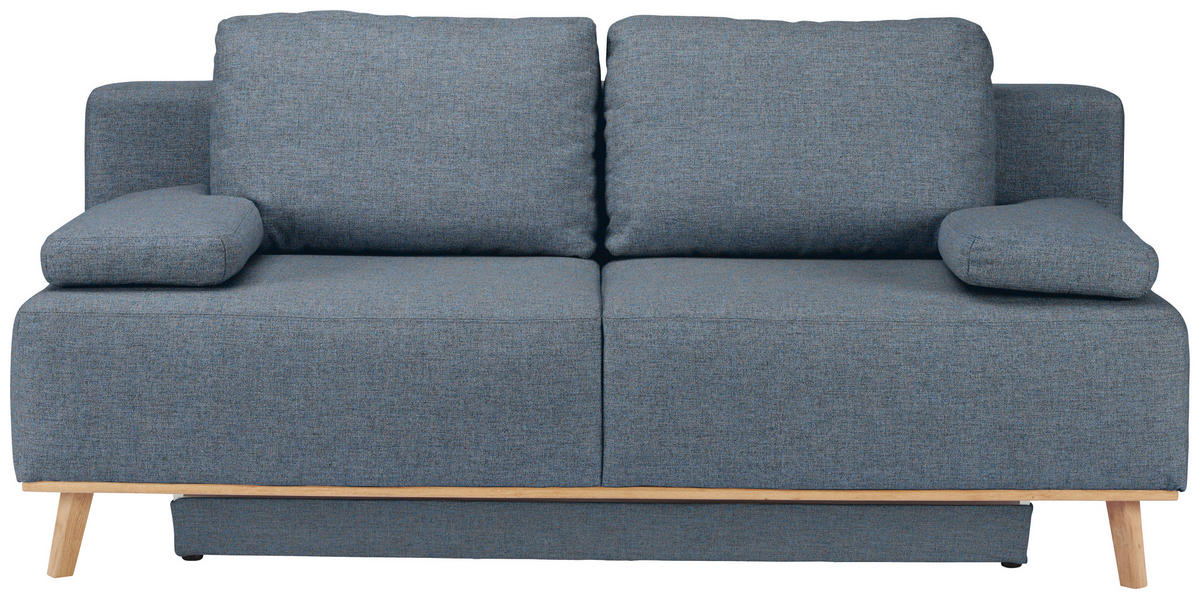 BOXSPRINGSOFA Blau, Grau  - Blau/Grau, Design, Holz/Textil (203/97/107cm) - Dieter Knoll