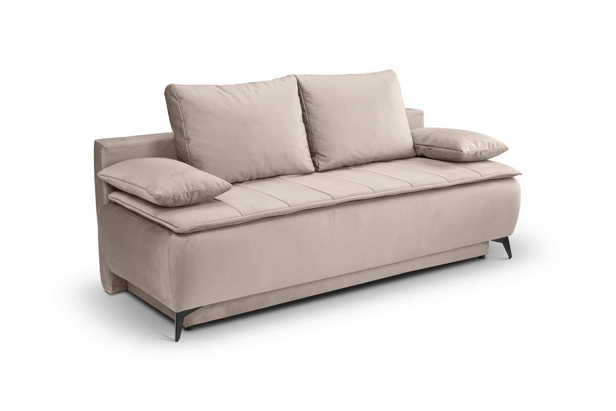 SCHLAFSOFA SENDI  mit Beige  - Beige/Schwarz, Basics, Textil/Metall (210/103/90cm) - MID.YOU