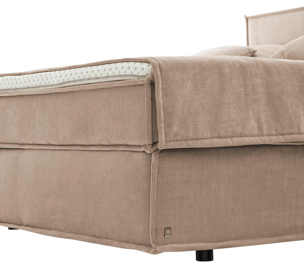 BOXSPRINGBETT 180/200 cm  in Beige  - Beige/Schwarz, Design, Textil (180/200cm) - Musterring