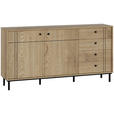 SIDEBOARD  in 160,2/81,8/37 cm  - Eichefarben/Schwarz, MODERN, Holzwerkstoff/Kunststoff (160,2/81,8/37cm) - Carryhome