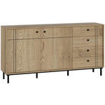 SIDEBOARD  in 160,2/81,8/37 cm  - Eichefarben/Schwarz, MODERN, Holzwerkstoff/Kunststoff (160,2/81,8/37cm) - Carryhome