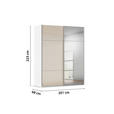 SCHWEBETÜRENSCHRANK 201/223/68 cm 2-türig Weiß, Champagner  - Champagner/Alufarben, KONVENTIONELL, Glas/Holzwerkstoff (201/223/68cm) - Novel