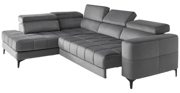 ECKSOFA inkl.Funktionen Dunkelgrau Samt  - Dunkelgrau/Schwarz, Design, Kunststoff/Textil (202/281cm) - Xora