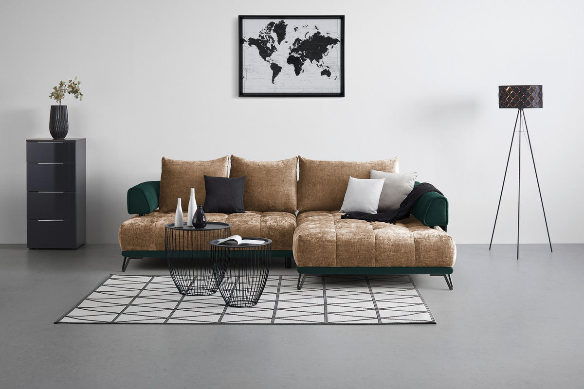 HÖRNSOFFA i beige  - beige/svart, Modern, metall/textil (262/67-87/184cm) - MID.YOU