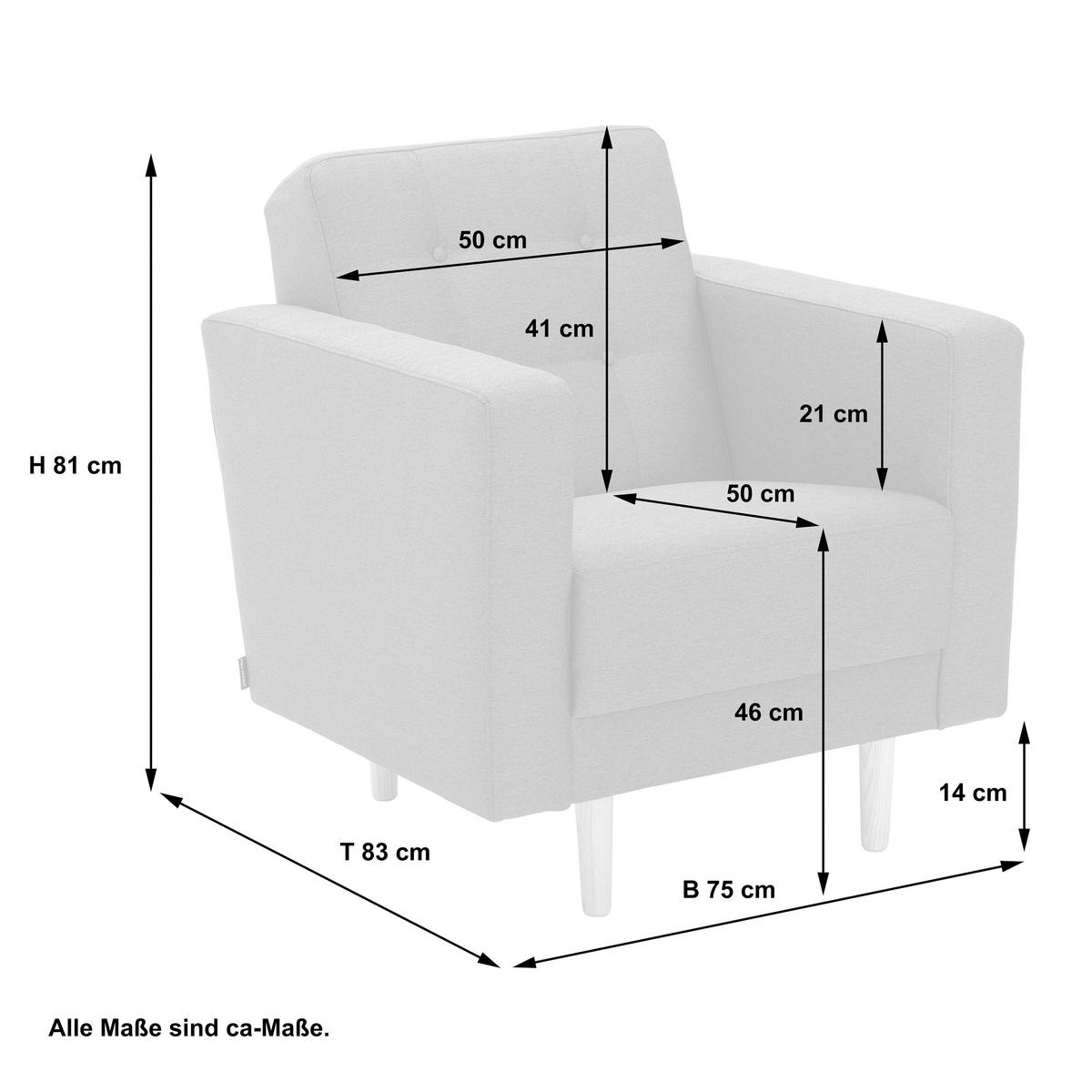 SESSEL Flachgewebe Hellgrau    - Eschefarben/Hellgrau, MODERN, Holz/Textil (75/81/83cm) - Max Winzer