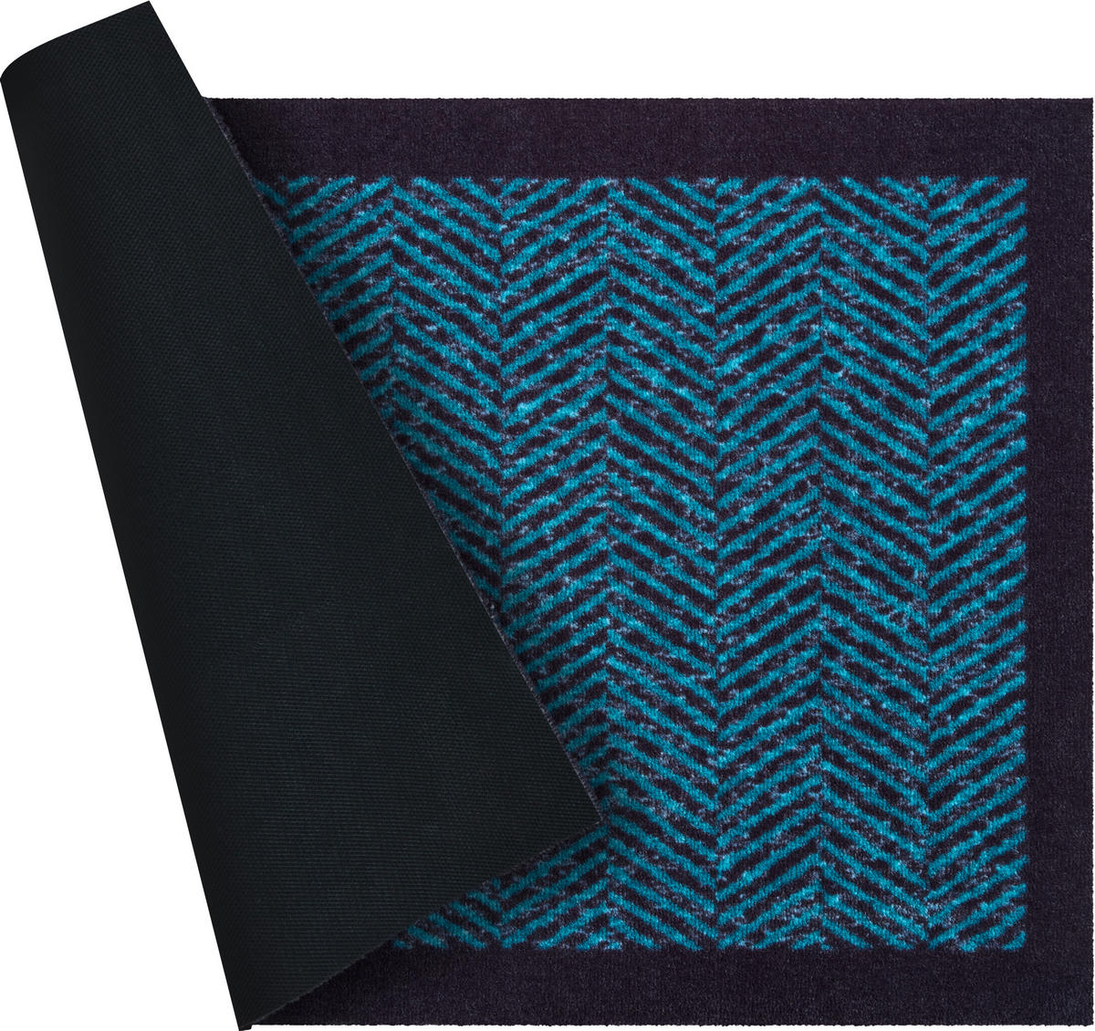 FUßMATTE 50/70 cm Herringbone  - Blau/Schwarz, KONVENTIONELL, Kunststoff/Textil (50/70cm) - Grund