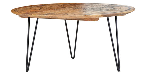 COUCHTISCH in Holz 90/90/44 cm  - Schwarz/Braun, MODERN, Holz/Metall (90/90/44cm) - Landscape