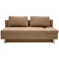 SCHLAFSOFA in Flachgewebe Hellbraun  - Chromfarben/Hellbraun, Design, Holz/Textil (205/77-93/99cm) - Novel