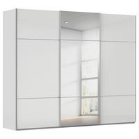 SCHWEBETÜRENSCHRANK 242/223/68 cm,  in Grau, Weiß, 3 Tür(en)  - Alufarben/Weiß, KONVENTIONELL, Glas/Holzwerkstoff (242/223/68cm) - Novel