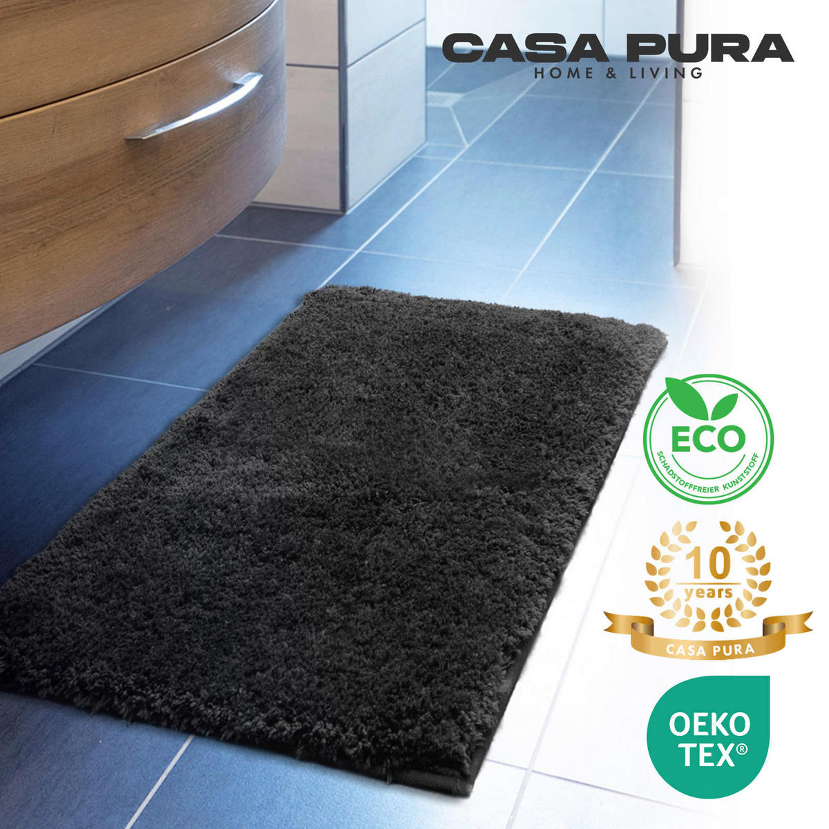 BADEMATTE SKY Schwarz 80/150 cm  - Schwarz, Basics, Kunststoff/Textil (80/150cm) - Floordirekt