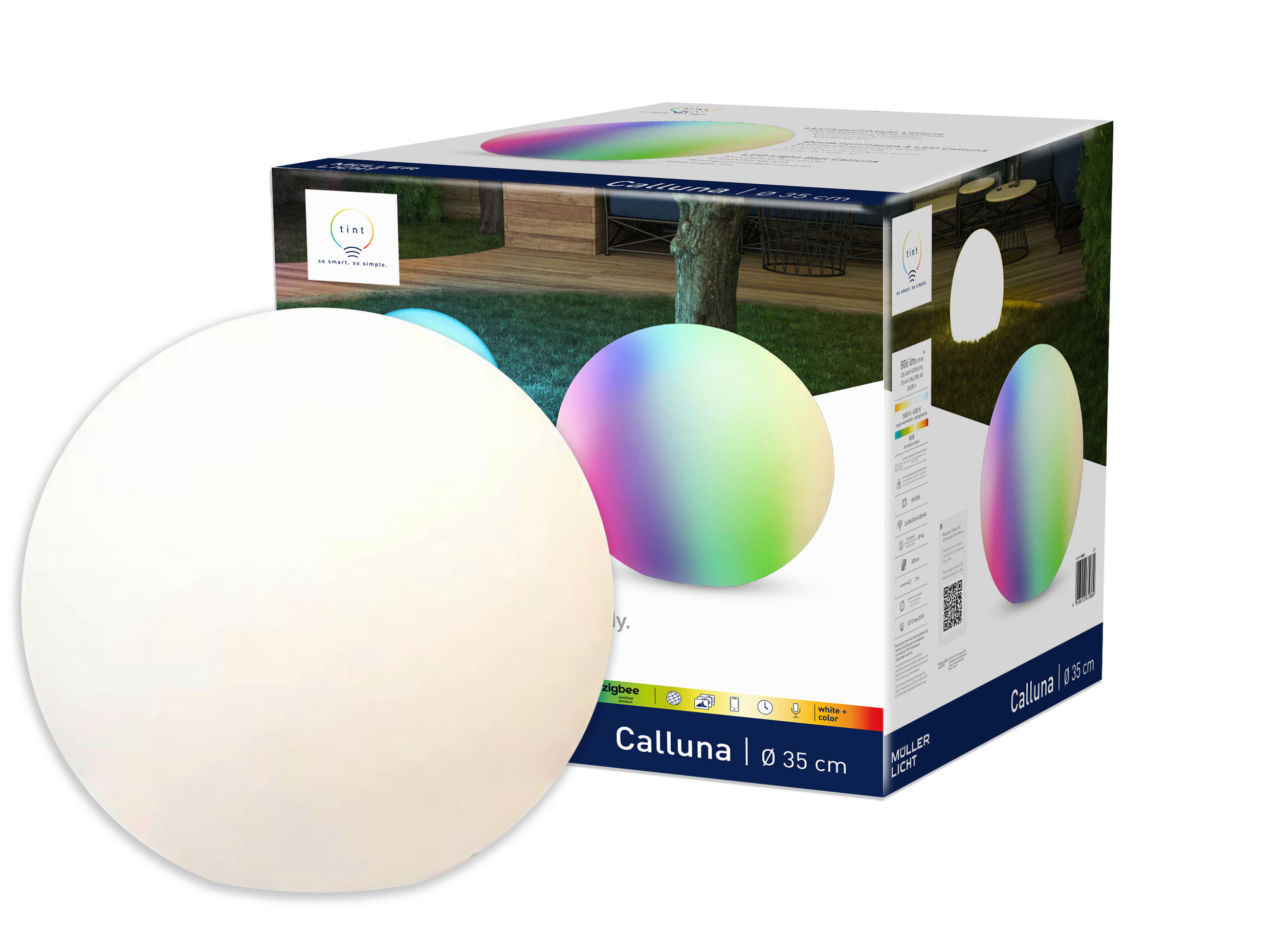 AUßENKUGELLEUCHTE - Sandfarben, Basics, Kunststoff (35cm) - Tint