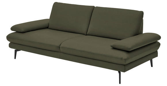 3-SITZER-SOFA in Leder Grün - Schwarz/Grün, Design, Leder/Metall (222/86/104cm) - Dieter Knoll