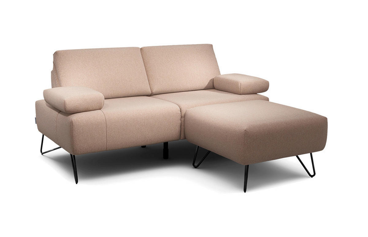 2-SITZER-SOFA in Chenille Rosa  - Schwarz/Rosa, Design, Textil/Metall (164-194/85/86-94cm) - SENSOO