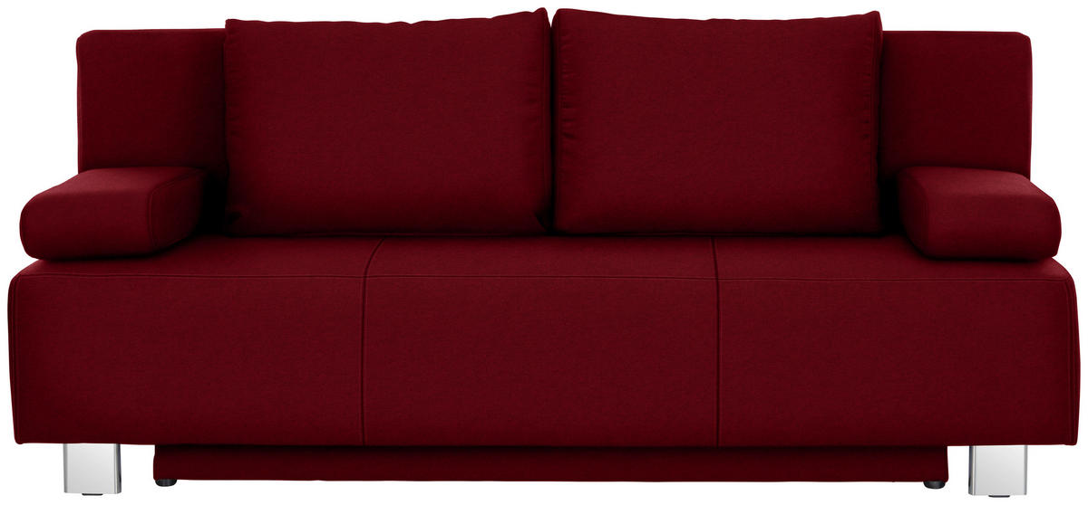 SCHLAFSOFA in Webstoff Dunkelrot  - Chromfarben/Dunkelrot, Design, Textil/Metall (197/88/89cm) - Xora