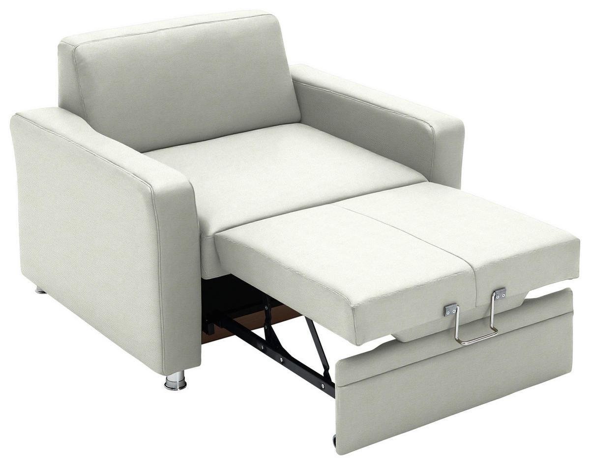 SCHLAFSESSEL Chenille Weiss  - Weiss/Alufarben, Konventionell, Textil/Metall (106/90/100cm) - Beldomo Style