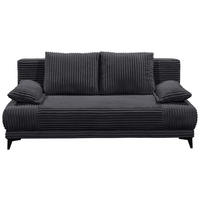 SCHLAFSOFA Cord Schwarz  inkl. Rückenkissen, Armlehnenkissen, Bettkasten, Schlaffunktion, Rücken echt, Liegefläche im Originalstoff  - Schwarz, KONVENTIONELL, Kunststoff/Textil (211/96/105cm) - Carryhome