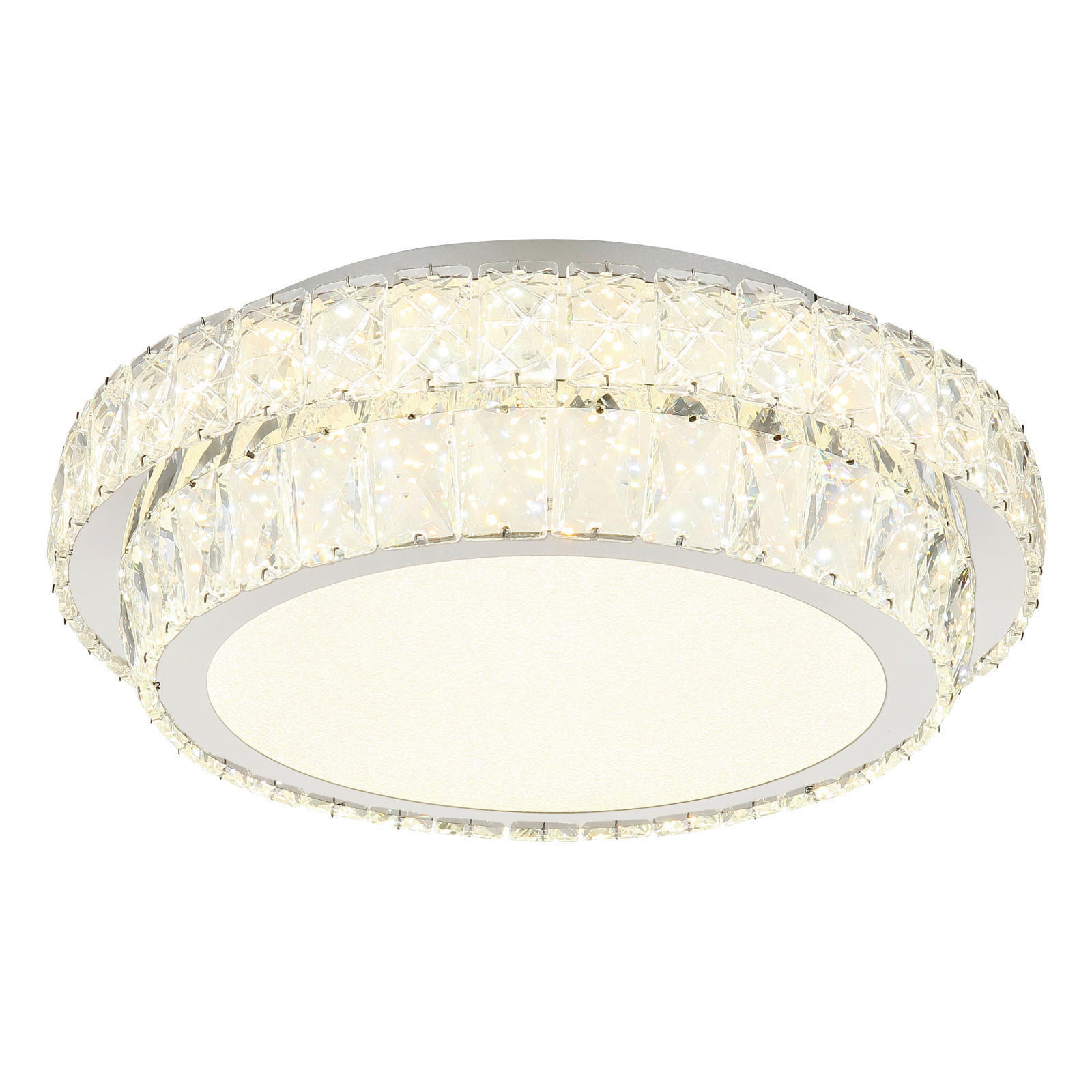 LED SVJETILJKA STROPNA KLARA  - prozirno/boje kroma, Konvencionalno, staklo/metal (40/40/15,5cm) - Globo