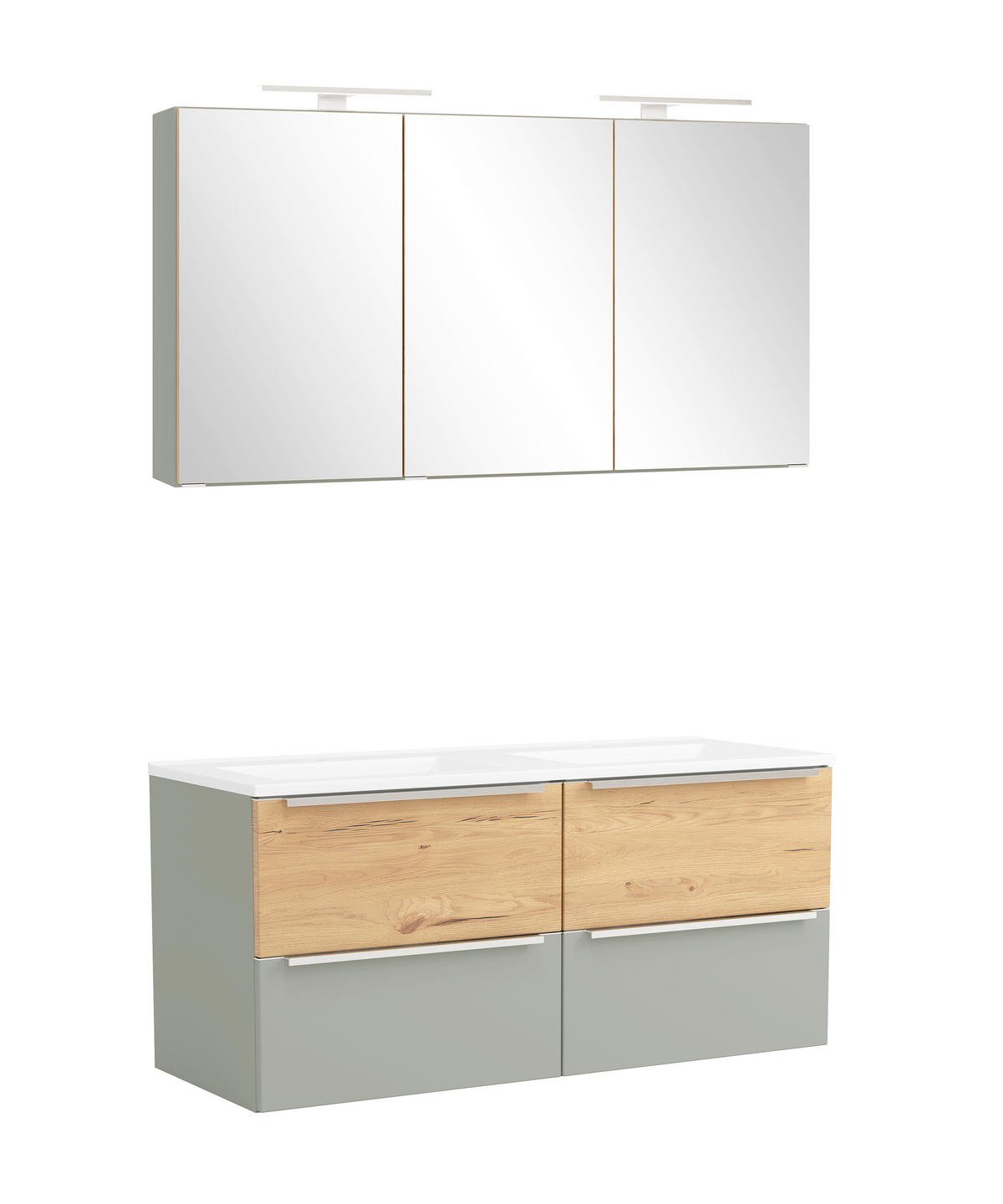 BADEZIMMER  in 120 cm  - Schilfgrün/Wildeiche, Trend, Glas/Holzwerkstoff (120cm) - Held