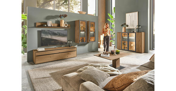 HÄNGEVITRINE Anthrazit, Schieferfarben, Kastanienfarben  47/117,2/39,5 cm  - Kastanienfarben/Schieferfarben, Natur, Glas/Holz (47/117,2/39,5cm) - Valnatura