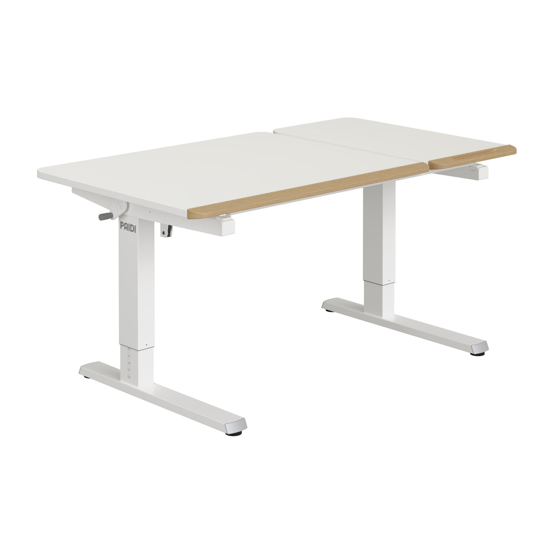 IFJÚSÁGI ÍRÓASZTAL fém, faalapú anyag  - tölgyfa/fehér, Basics, faalapú anyag/fém (130/75/53-79cm) - Paidi