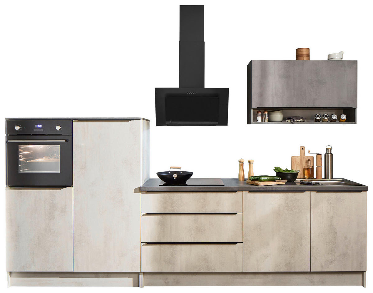 KÜCHENBLOCK 321 cm   in Anthrazit, Weiß  - Anthrazit/Schwarz, Basics, Holzwerkstoff/Kunststoff (321cm) - MID.YOU