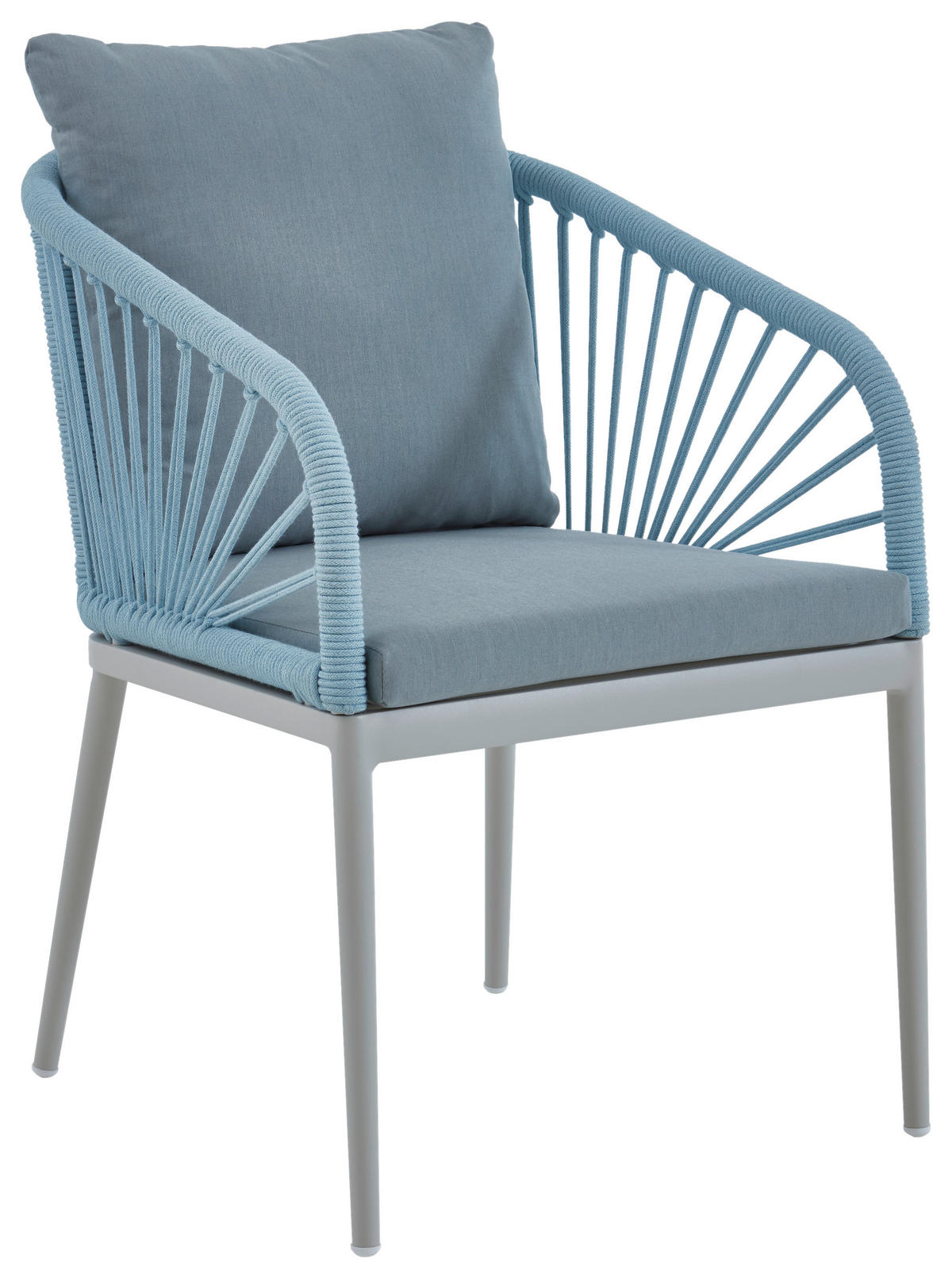 GARTENSESSEL Metall, Textil Blaugrau  - Weiss/Blaugrau, Design, Textil/Metall (56/87/63cm)