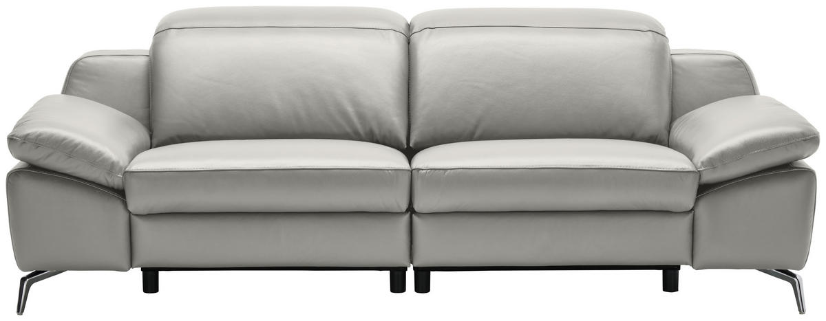 CANAPEA CU 3 LOCURI piele gri  - culoare crom/negru, Design, plastic/metal (234/83-99/110cm) - Celina Home