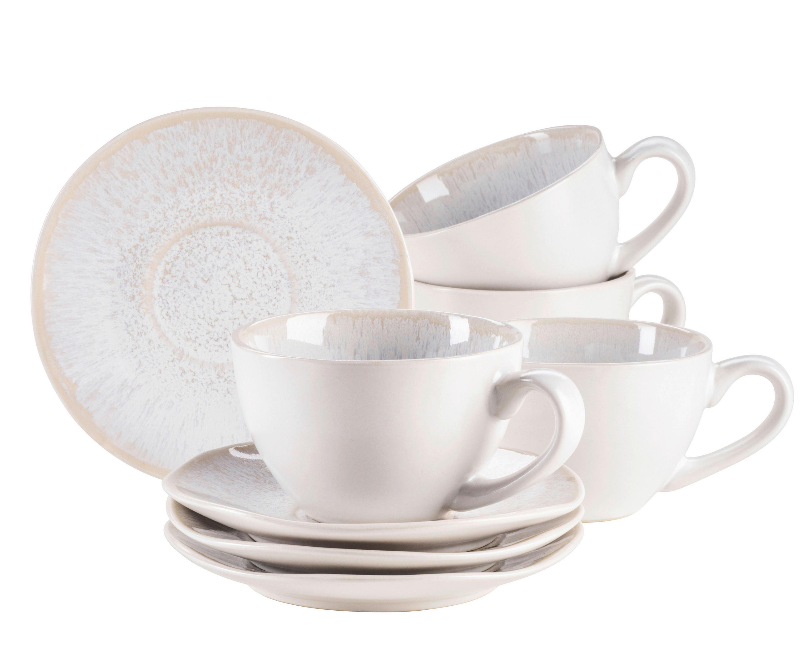 KAFFEESERVICE Weiß 8-teilig Frozen  - Weiß, Basics, Keramik (13,5/6,5/10cm) - Mäser