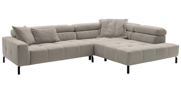 ECKSOFA Sandfarben Feincord  - Sandfarben/Schwarz, KONVENTIONELL, Textil/Metall (311/219cm) - Hom`in