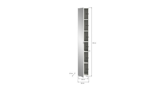 SPIEGELSCHRANK 30/191/37 cm  - Silberfarben/Weiß, Design, Glas/Holzwerkstoff (30/191/37cm) - Xora