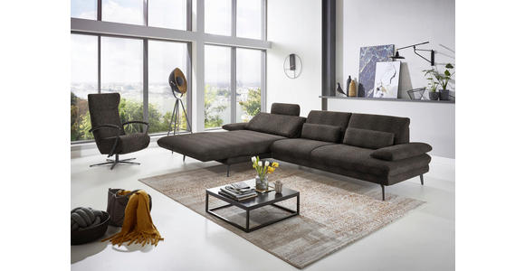 ECKSOFA in Chenille Fango 180/310 cm - Fango/Schwarz, Design, Textil/Metall (180/310cm) - Dieter Knoll
