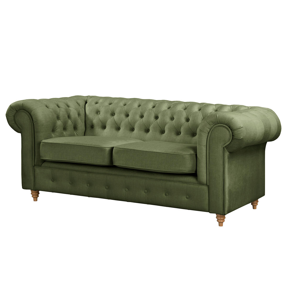 2-SITZER-SOFA Laura in Mikrofaser Dunkelgrün  - Dunkelgrün/Braun, Design, Holz/Textil (190/75/91cm) - P & B