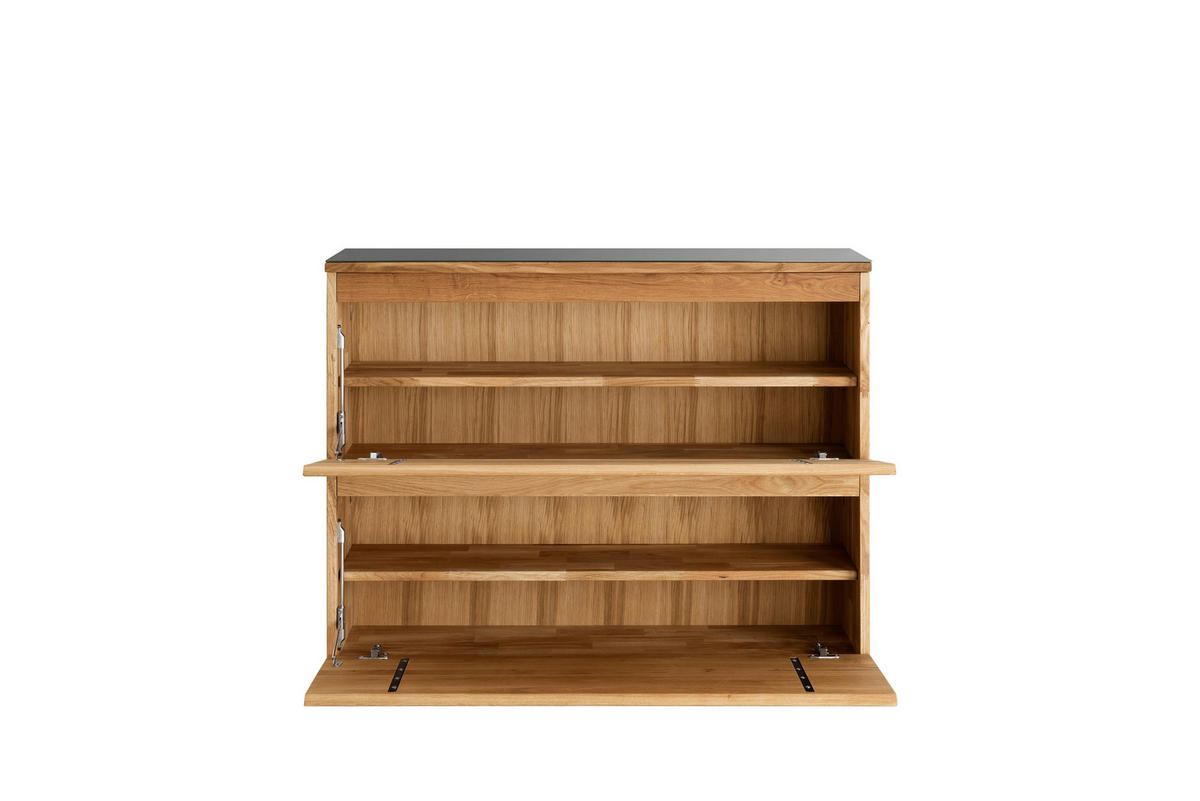 HÄNGESCHUHSCHRANK Asteiche vollmassiv Eichefarben  - Eichefarben, Natur, Holz (110/84/35cm) - Linea Natura