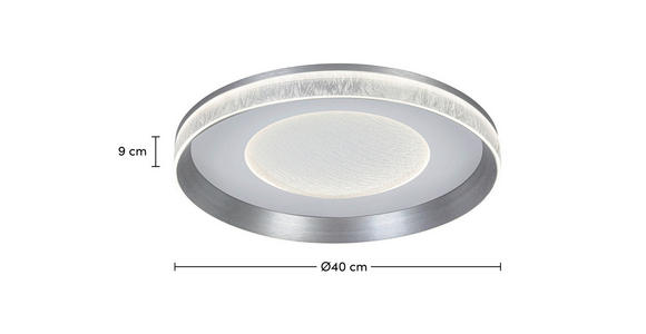 LED-DECKENLEUCHTE 40/9 cm   - Dunkelgrau/Transparent, Design, Kunststoff/Metall (40/9cm) - Novel