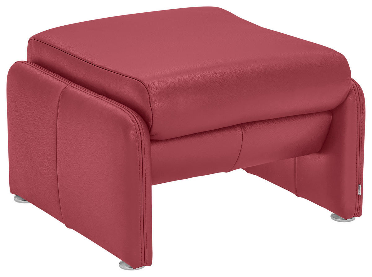 HOCKER Echtleder Rot  - Chromfarben/Rot, KONVENTIONELL, Leder/Metall (60/42/62cm) - Celina Home