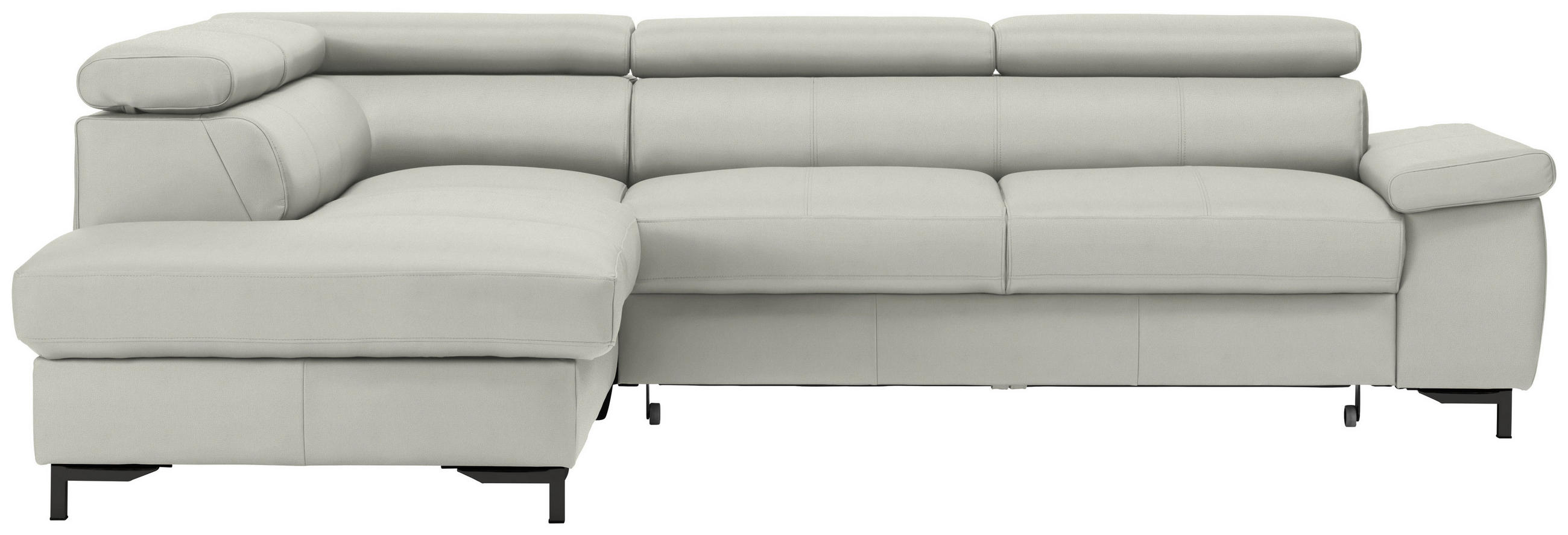 ECKSOFA in Echtleder Hellgrau  213/268 cm  - Hellgrau/Schwarz, Design, Leder/Metall (213/268cm) - Stylife