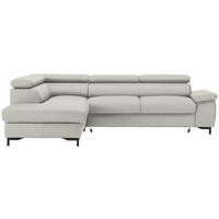 ECKSOFA in Echtleder Hellgrau  - Hellgrau/Schwarz, Design, Leder/Metall (213/268cm) - Stylife
