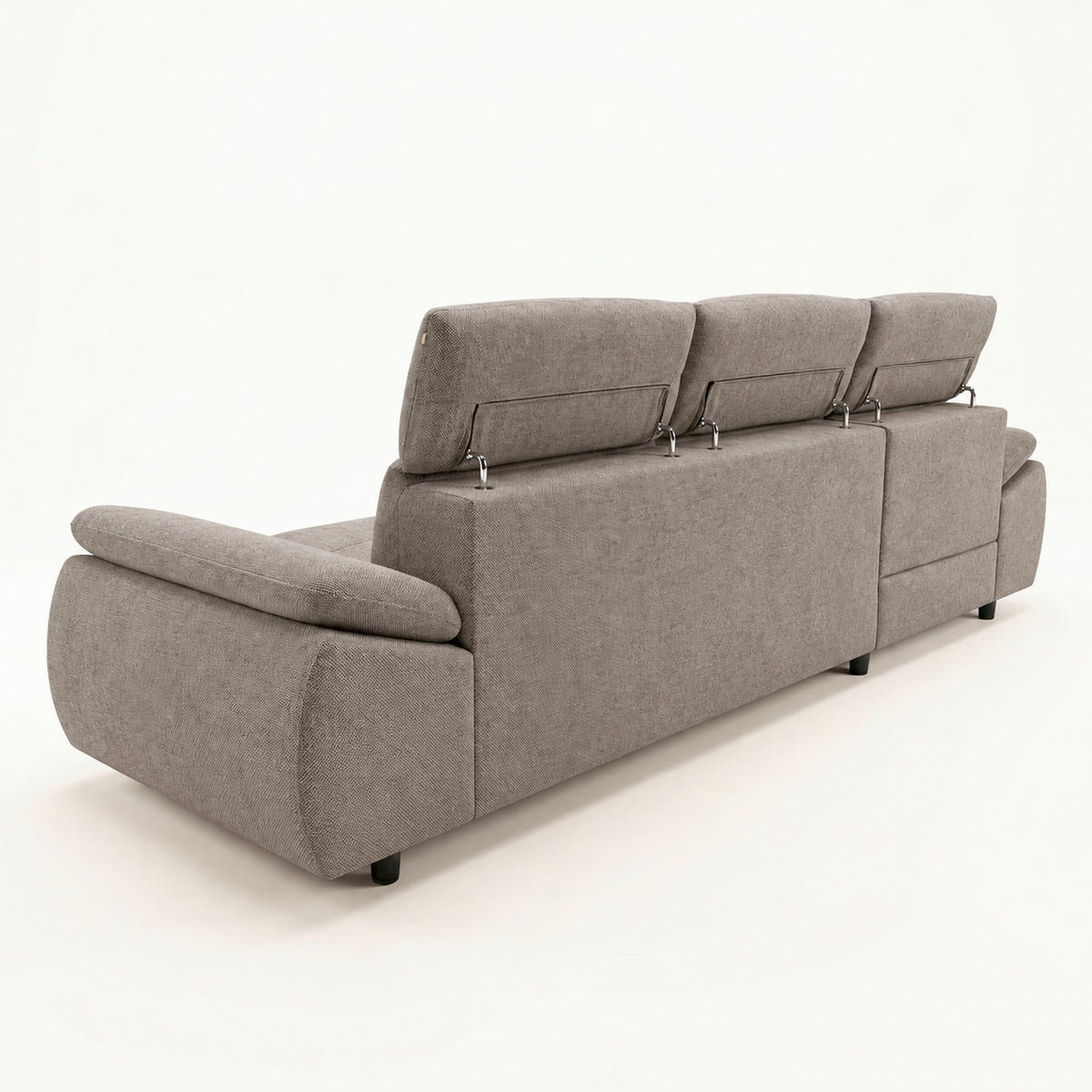 ECKSOFA  Struktur Braun  - Schwarz/Braun, Basics, Holz/Holzwerkstoff (281/166cm) - MID.YOU