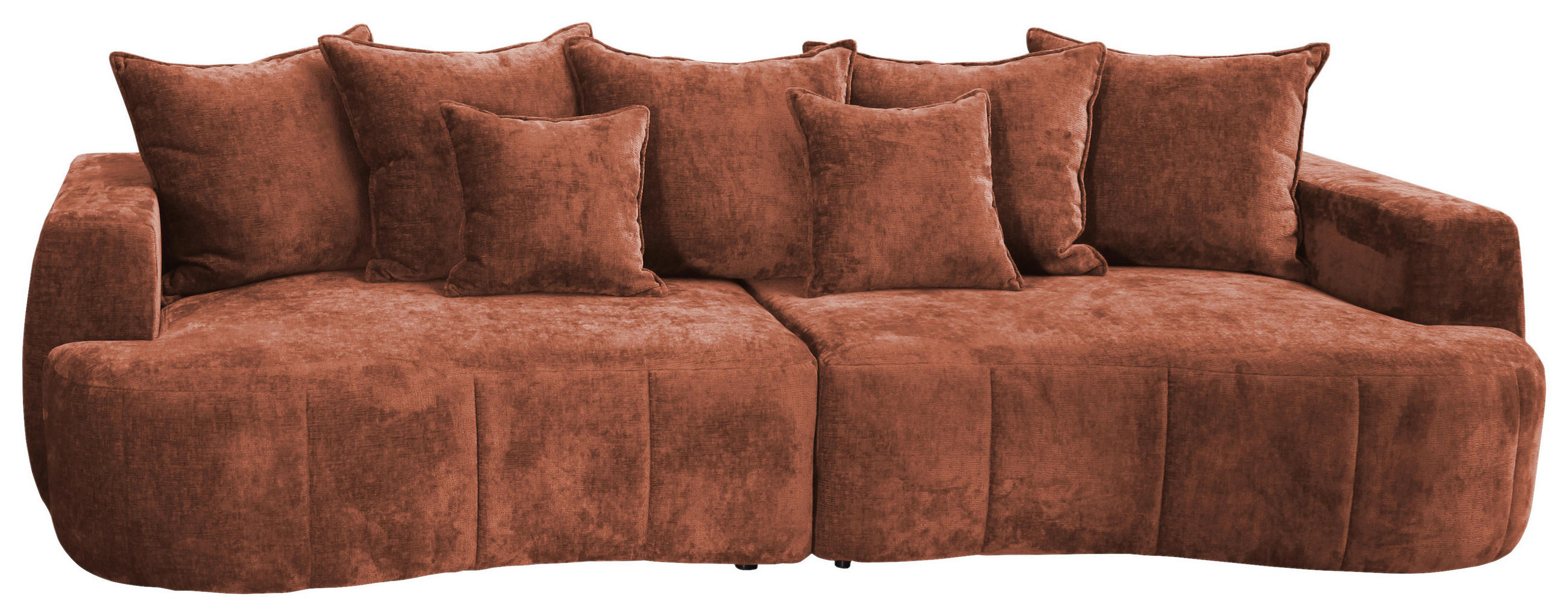 BOXSPRINGSOFA  in Velours Rostfarben Bubble  - Rostfarben/Schwarz, Trend, Kunststoff/Textil (292/71-99/127cm) - Livetastic
