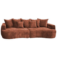 BOXSPRINGSOFA Velours Rostfarben Querschläfer  inkl. Zierkissen, Rückenkissen, Bettkasten, Schlaffunktion  - Rostfarben/Schwarz, Trend, Kunststoff/Textil (292/71-99/127cm) - Livetastic