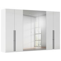 DREHTÜRENSCHRANK 350/235/61 cm,  in Weiß, Weiß Hochglanz, 7-türig  - Chromfarben/Weiß Hochglanz, Basics, Glas/Holzwerkstoff (350/235/61cm) - Novel